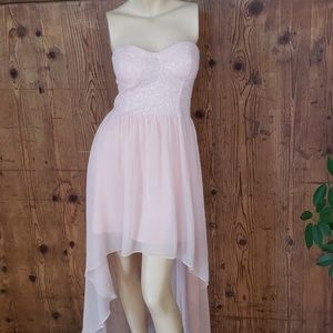 Qurio pink sequin strapless high low dress size L